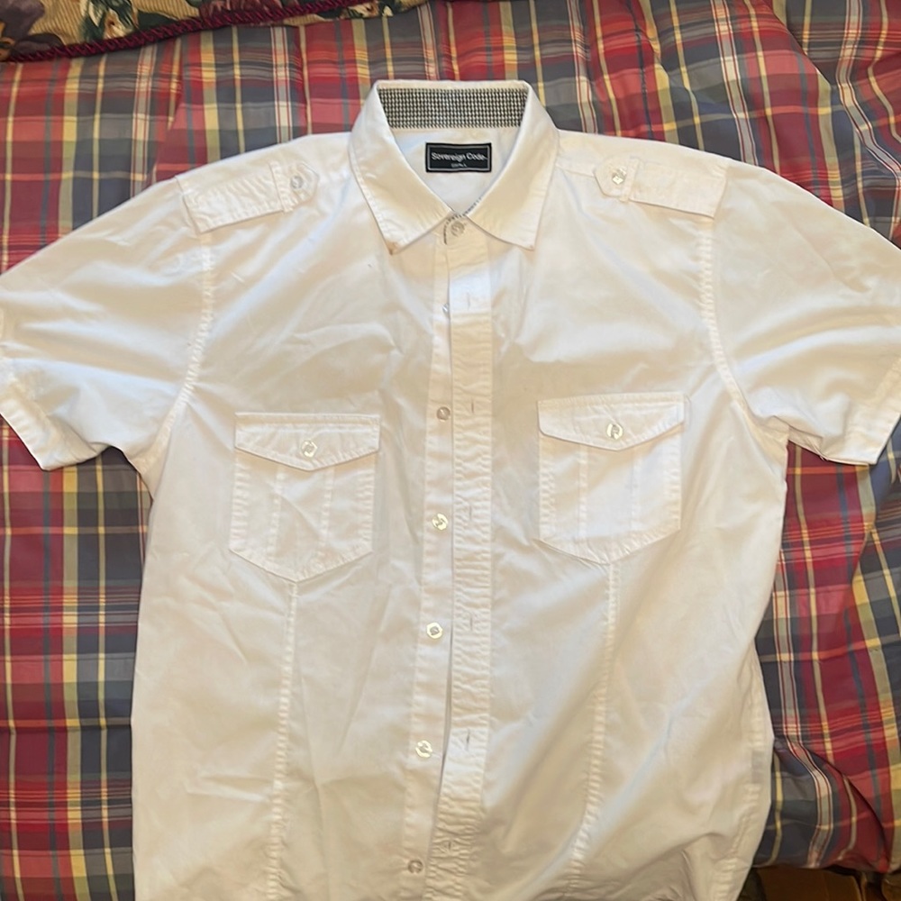Men’s Sovereign Code Casual Buttondown Short Sleeve Shirt White Small